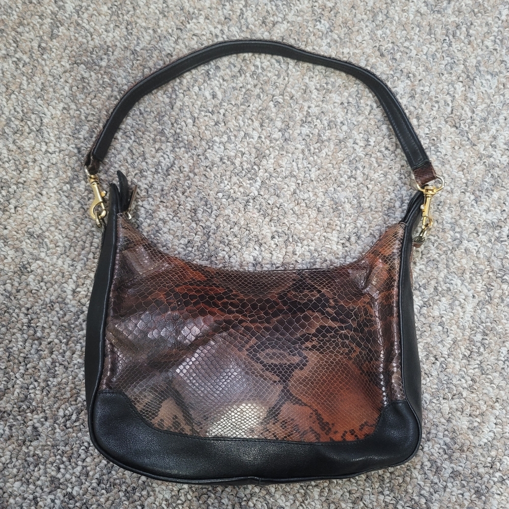 Vintage Leco Snake Print Soft Leather Handbag